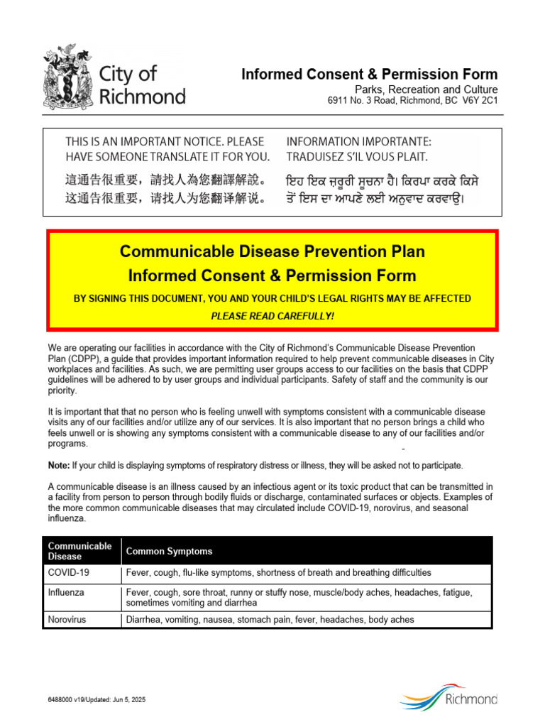 Informed Consent & Permission Form | PDF | Infection | Influenza