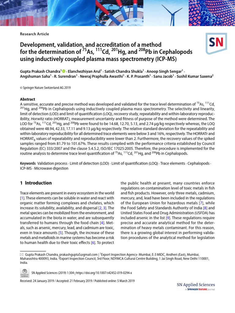 s42452-019-0294-x | PDF | Detection Limit | Analytical Chemistry