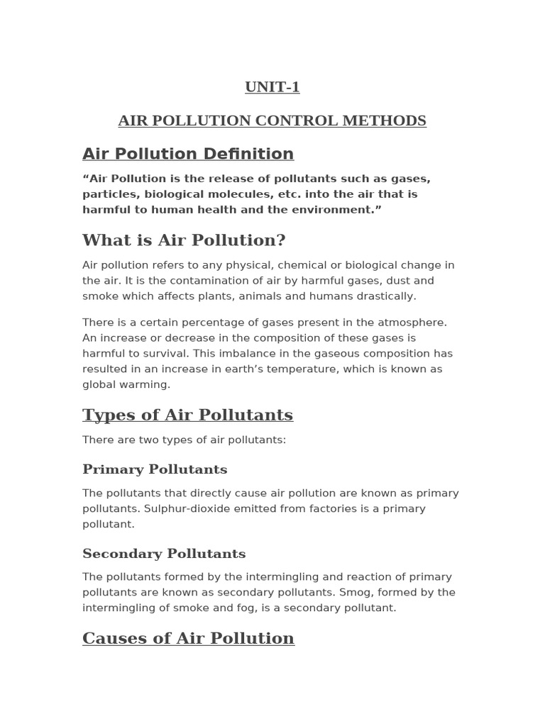 UNIT-1 | PDF | Air Pollution | Atmosphere Of Earth