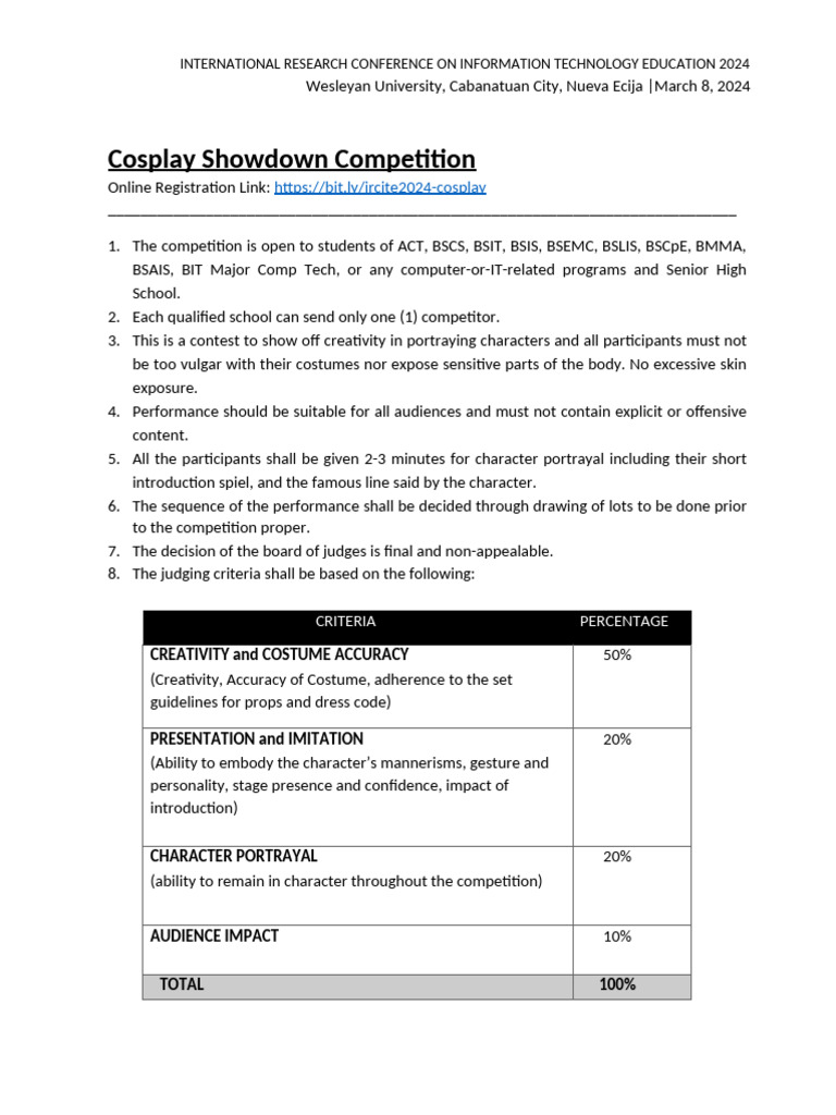 Cosplay Showdown Competition | PDF | Chess Theory