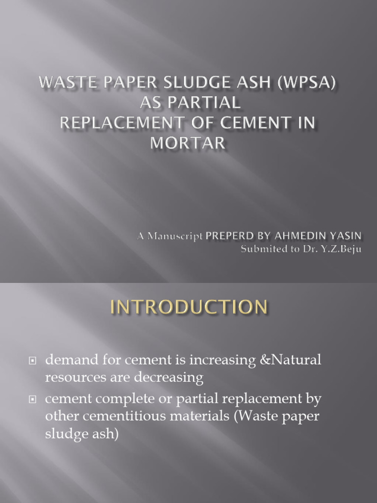 Waste Paper Sludge Ash (Wpsa) | PDF | Cement | Concrete