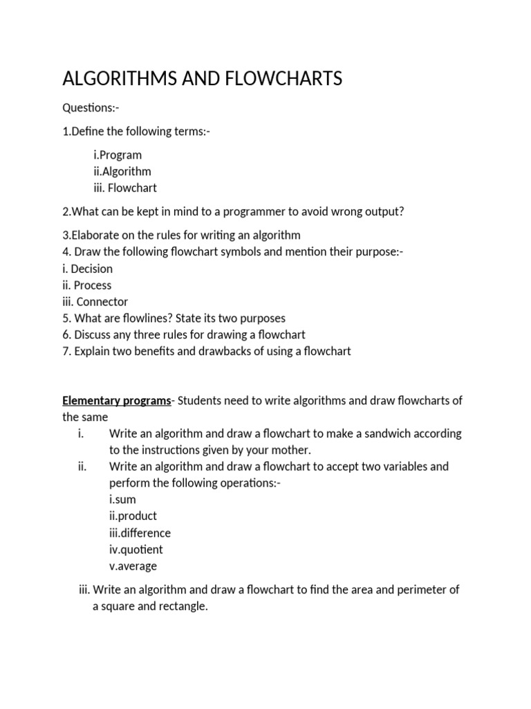 Algorithms and Flowcharts | PDF | Algorithms | Area