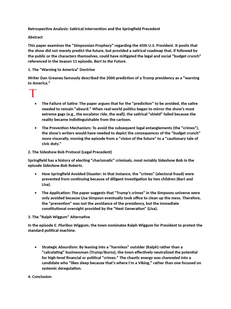 Retrospective Analysis Satirical Intervention and The Springfield ...