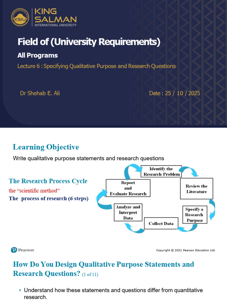 Lecture 6-Specifying Qualitative Purpose and Research Questions | PDF ...