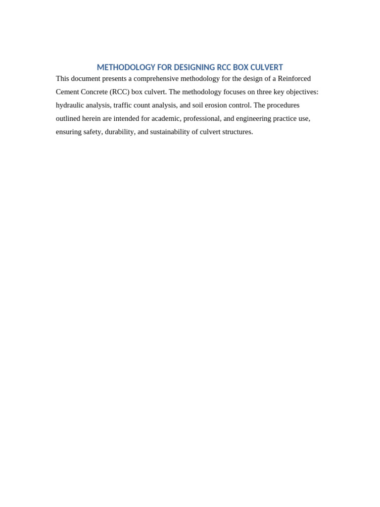 RCC Box Culvert Design Methodology | PDF | Drainage Basin | Flood