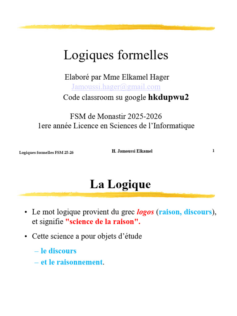 Ch1 Logique | PDF | Logique mathématique | Déduction logique