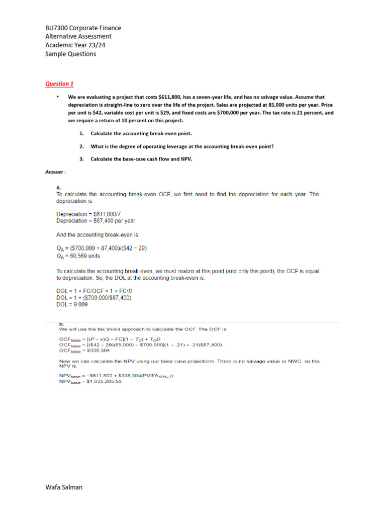 Alternative Assessment Mock Exam 1 | PDF | Depreciation | Financial ...