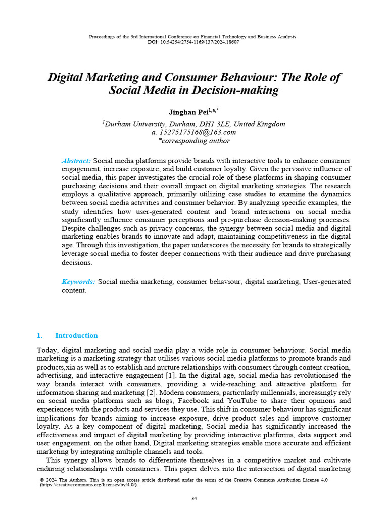 Digital Marketing and Consumer Behaviour The Role | PDF | Digital ...
