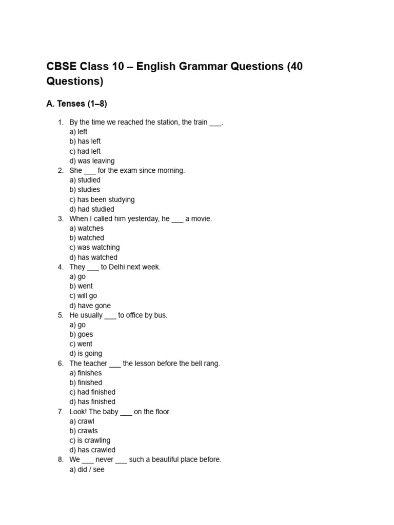 English Grammar Questions | PDF | Linguistics | Syntax