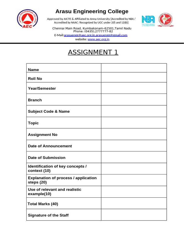 Assignment 1- Front Sheet | PDF