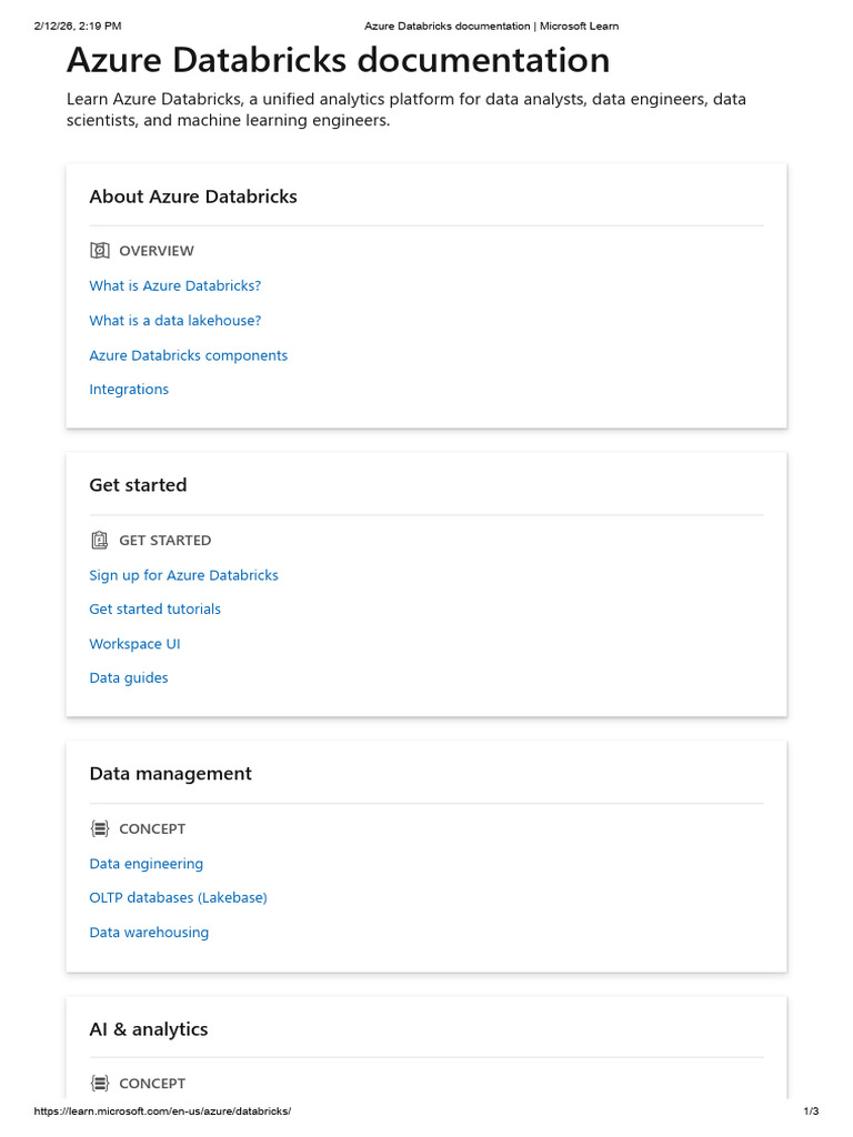 Azure Databricks Documentation | PDF