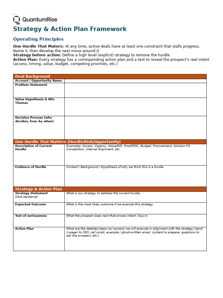 [EXAMPLE] Strategy and Action Plan Template | PDF