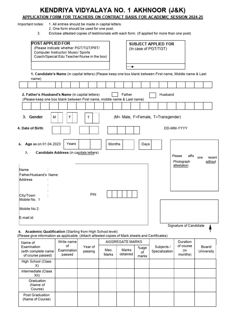 Application Form 2024-25 | PDF