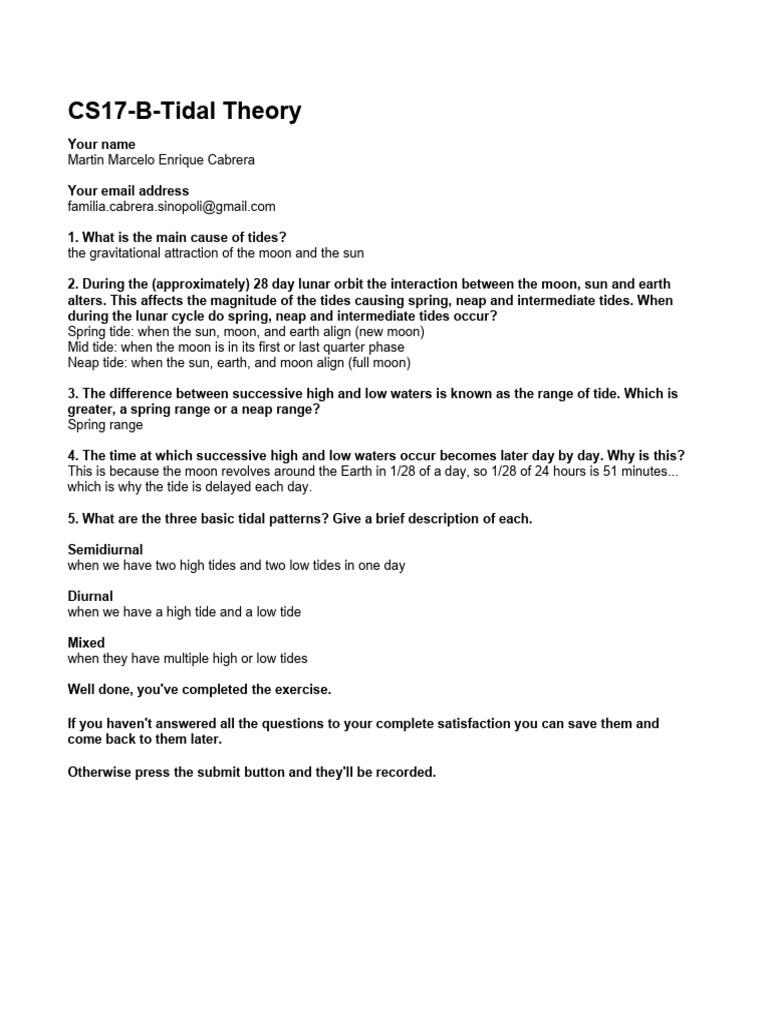 CS17 B Tidal Theory 3860 | PDF