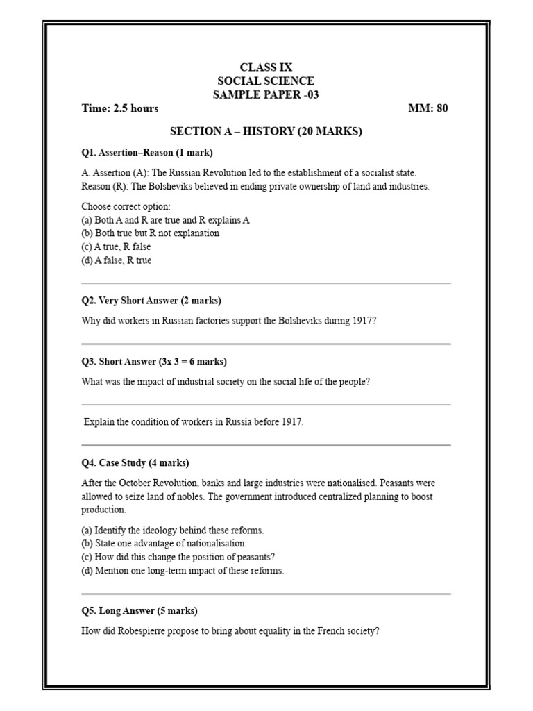 IX SSC SAMPLE PAPER -03 | PDF | Himalayas | Human Capital