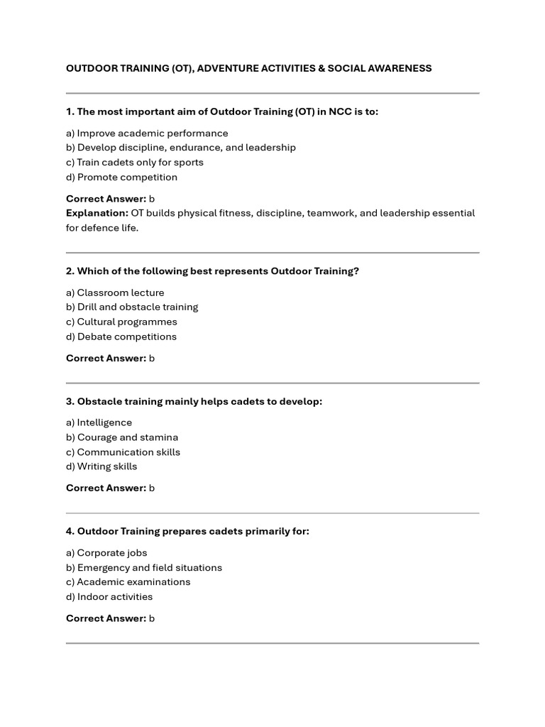 OUTDOOR TRAINING | PDF | Skill | Leadership