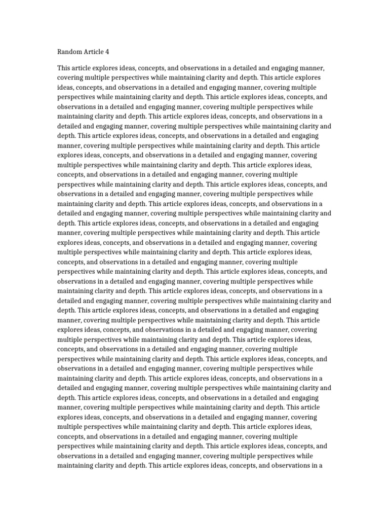 Random Article 4 | PDF