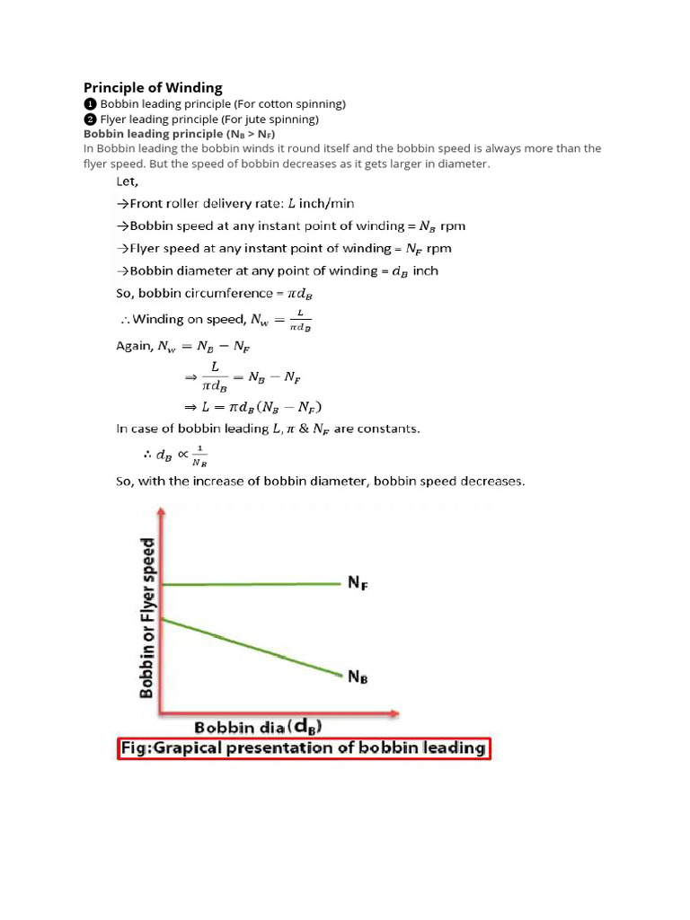 Bobbin & Spindle Leading in Speed Frame Principle of Winding | PDF
