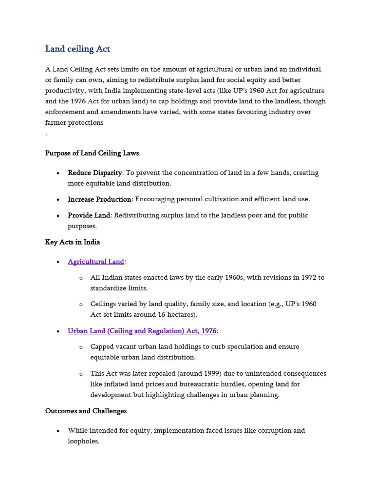Land Ceiling Act | PDF