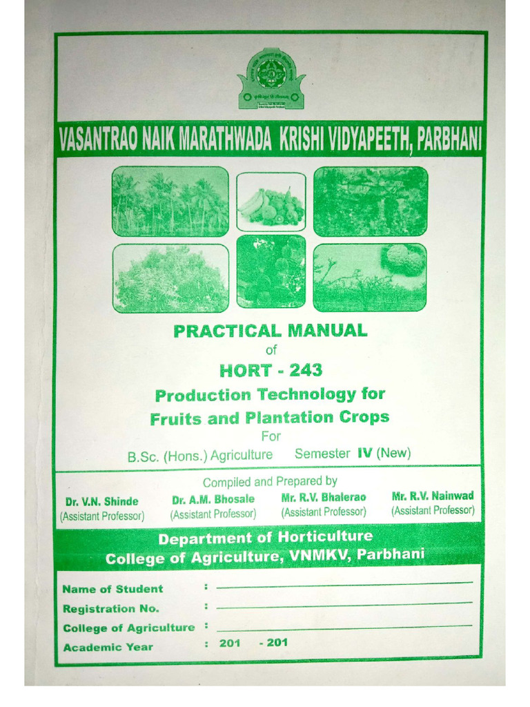 HORT 243 Practical Manual | PDF