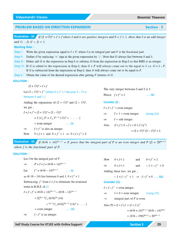 Binomial Theorem Section-5 | PDF