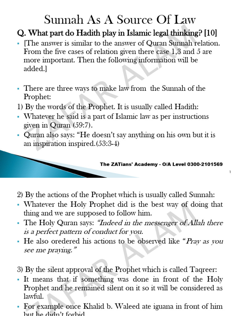 HH1. Sunnah As Source of Law | PDF