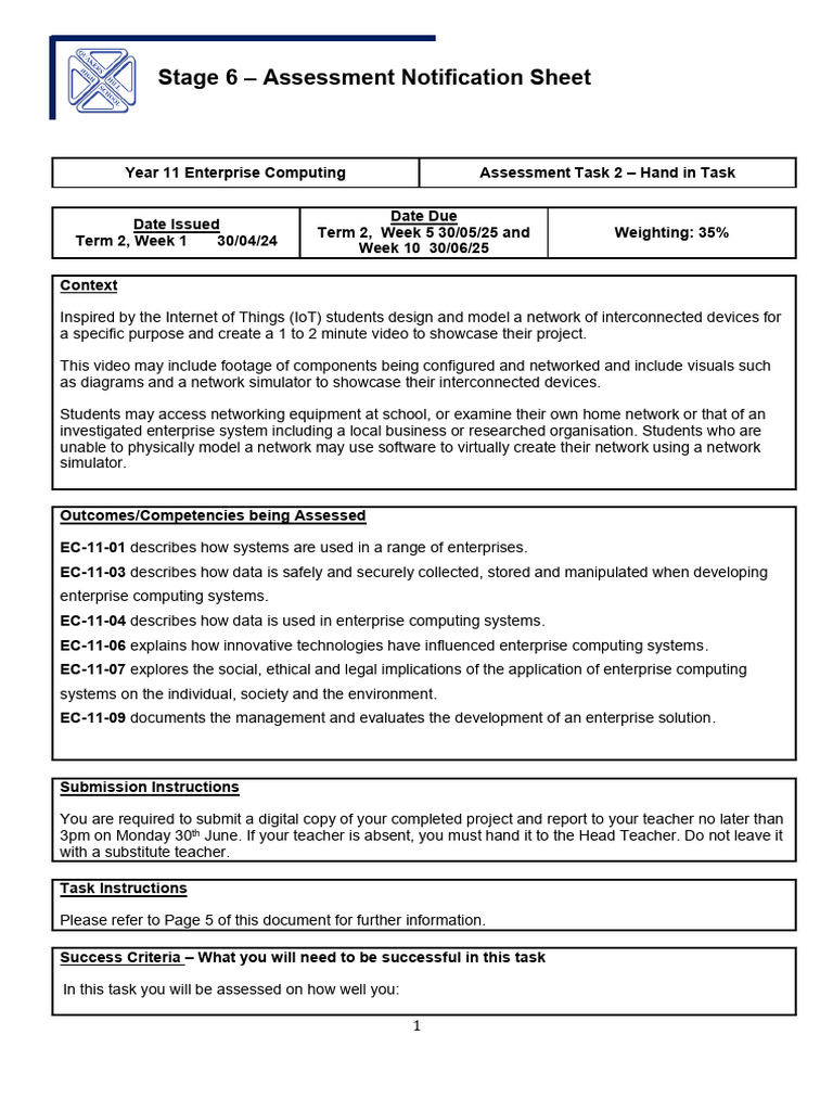 11 - EC Assessment Task 2 Ver2 | PDF | Computer Network | Computing