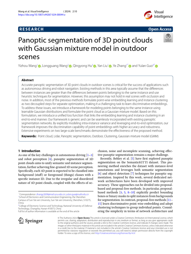 Panoptic Segmentation of 3D Point Clouds With Gaussian Mixture Model in ...