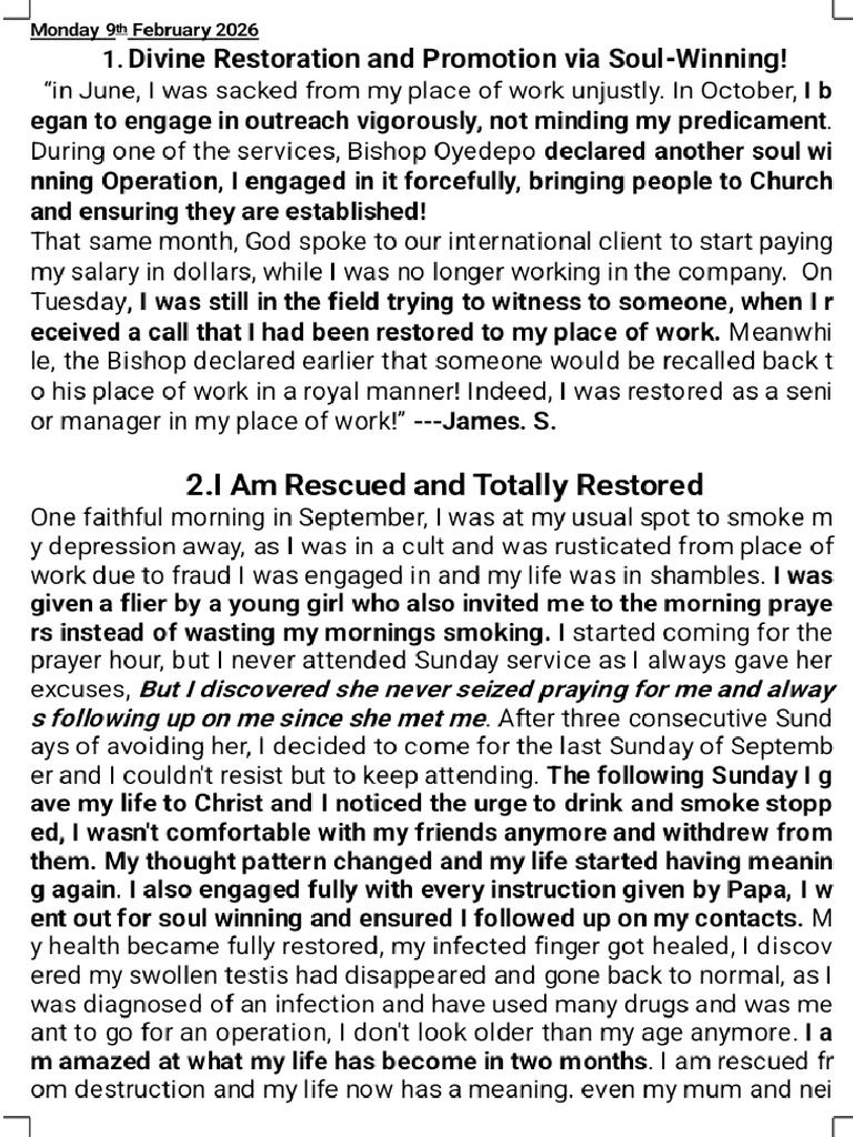 Ready For Print Chop Documented Testimonies February 9th To 14th 2026 ...
