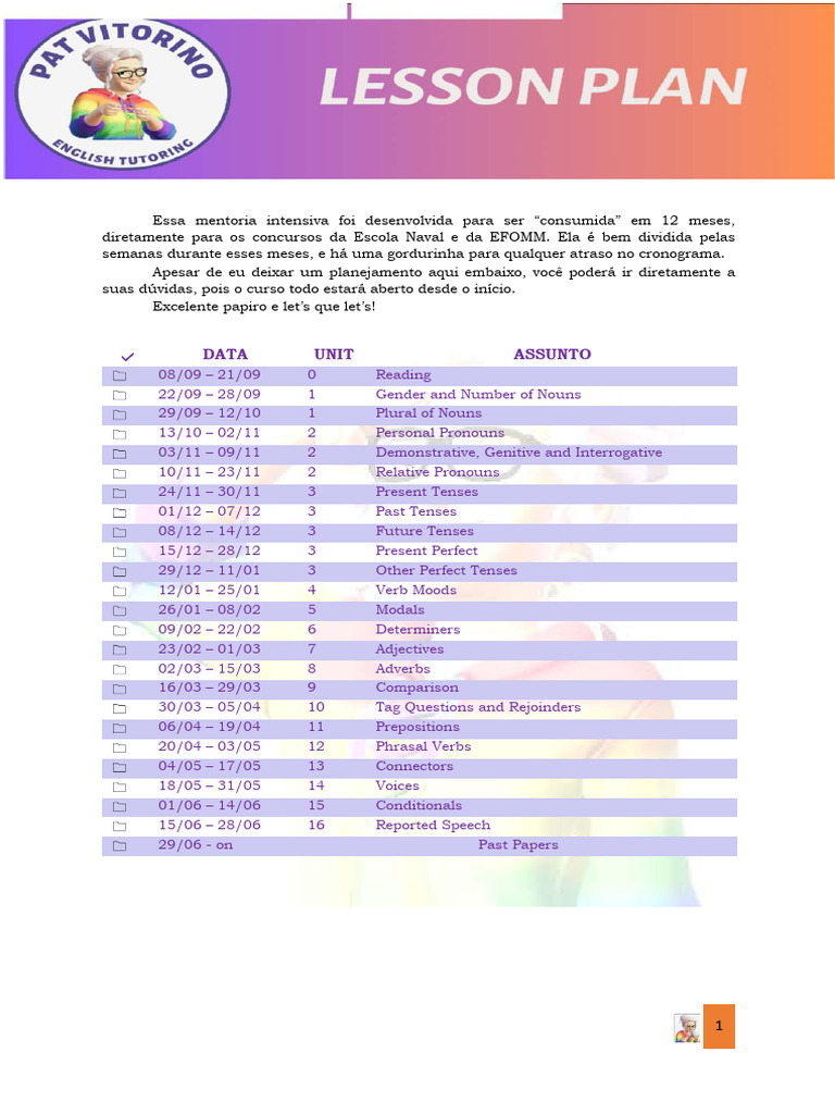 Annual+Lesson+Plan+ +English+Tutoring+ +Pat+Vitorino | PDF