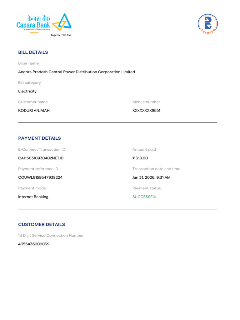 Bbps - Receipt | PDF