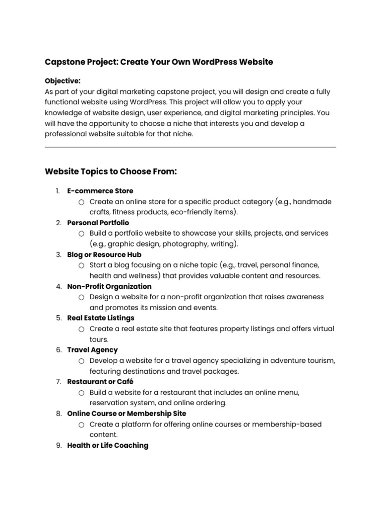 3570813-Capstone Project Create Your Own WordPress Website | PDF ...