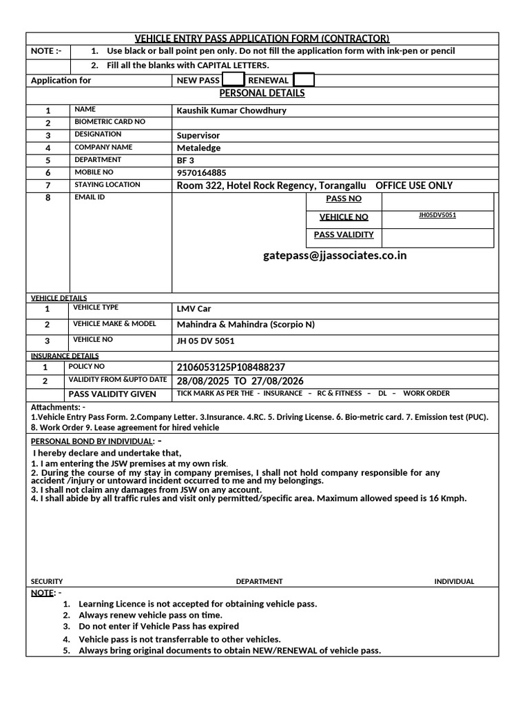 Vehicle Pass (Contractor) CRM | PDF | Driver's License | License