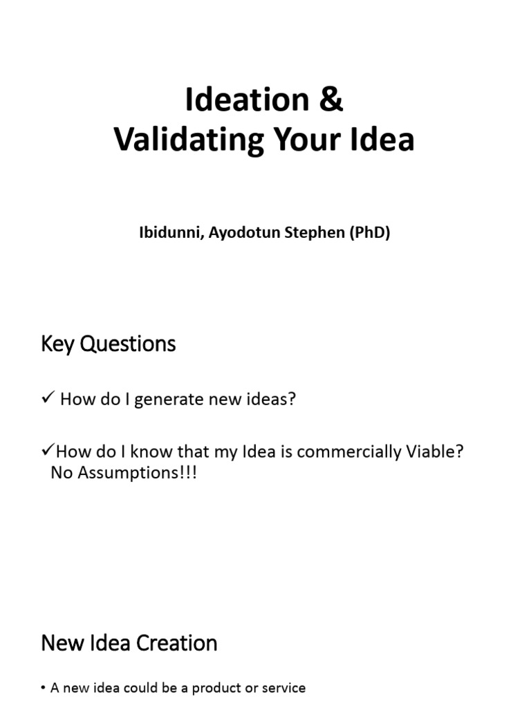 ENT 301, Ideation & Validation_231206_132157 | PDF