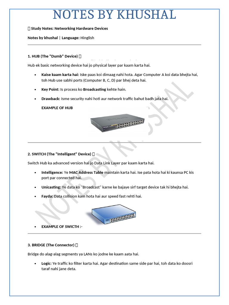 Network Hardware Device PART 3 | PDF | Computer Network | Network Switch