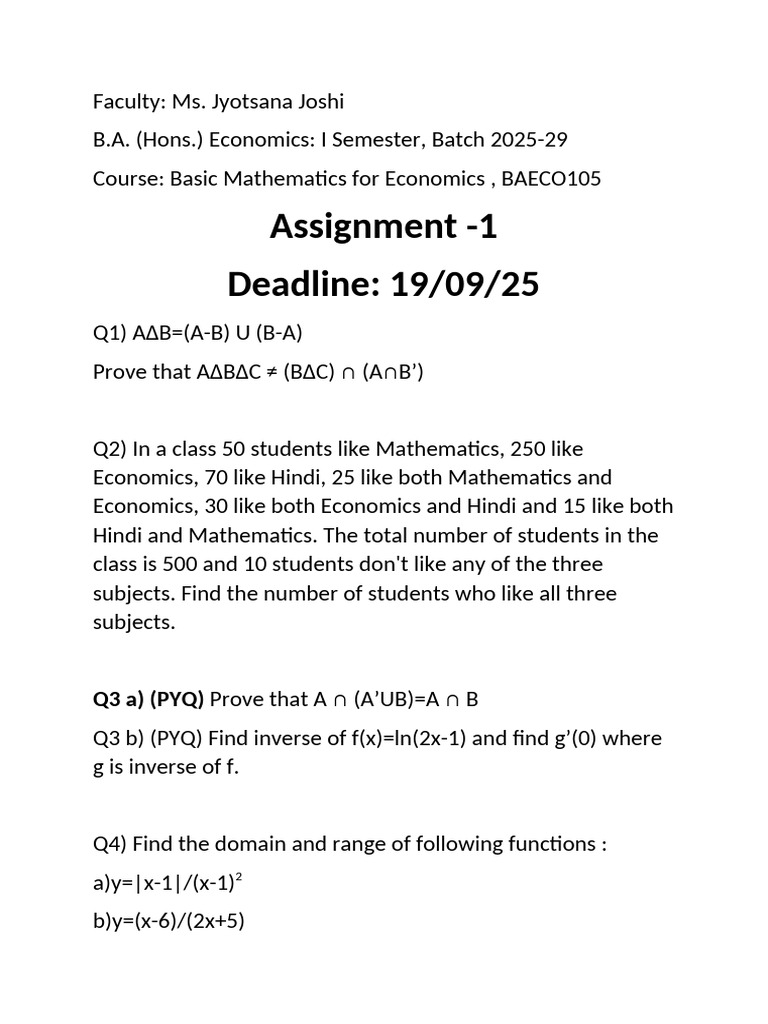 Assignment 1 (Unit 1) Maths | PDF