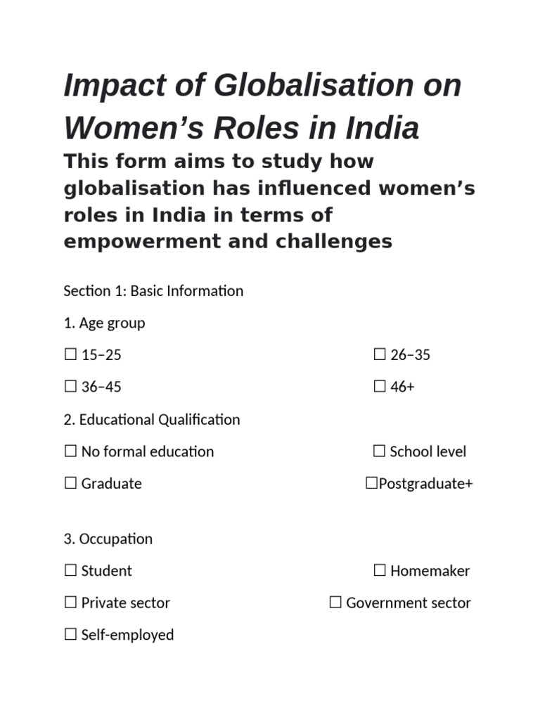 Impact of Globalisation on Women | PDF | Globalization