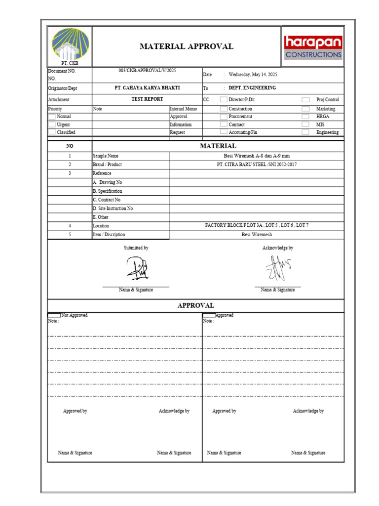 Approval Material Wiremesh | PDF
