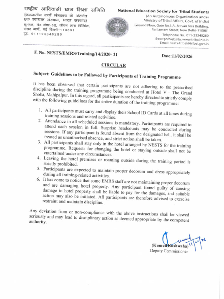 Circular - Guidelines For Training | PDF