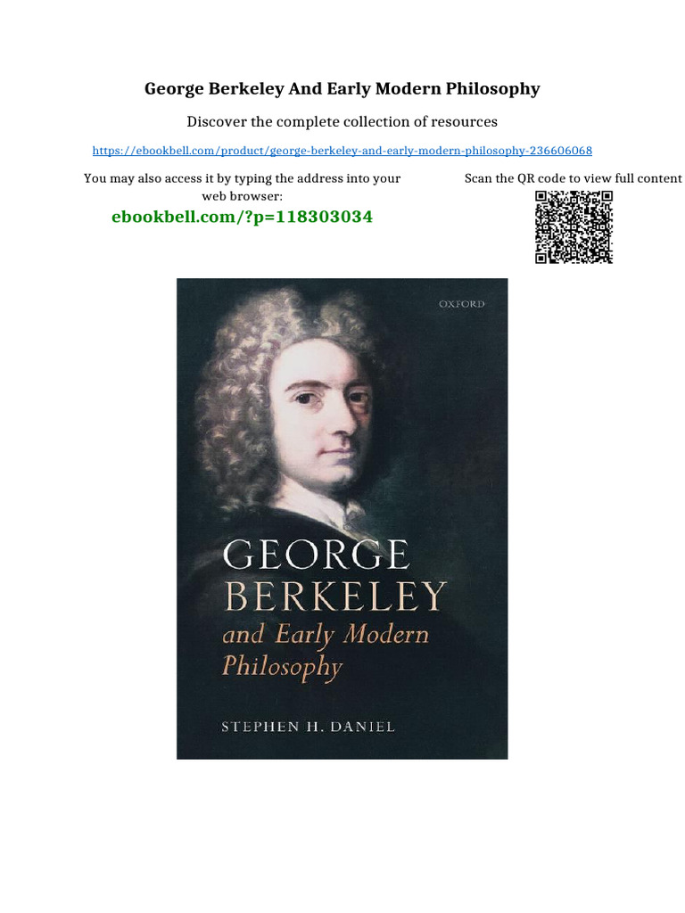 George Berkeley and Early Modern Philosophy available all format | PDF ...