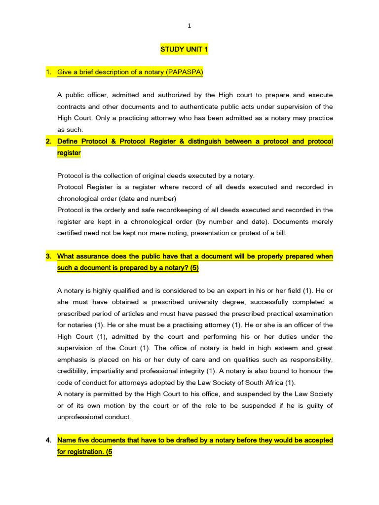 NOTARIAL - Summary Notes | PDF | Power Of Attorney | Notary Public