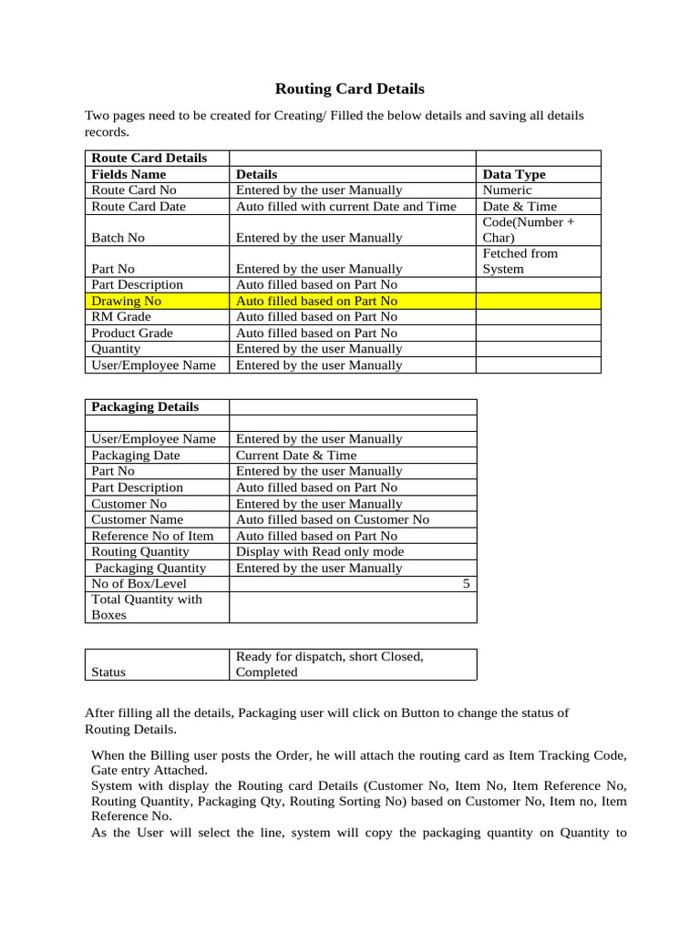 Routing Card Details | PDF | Computing | Software