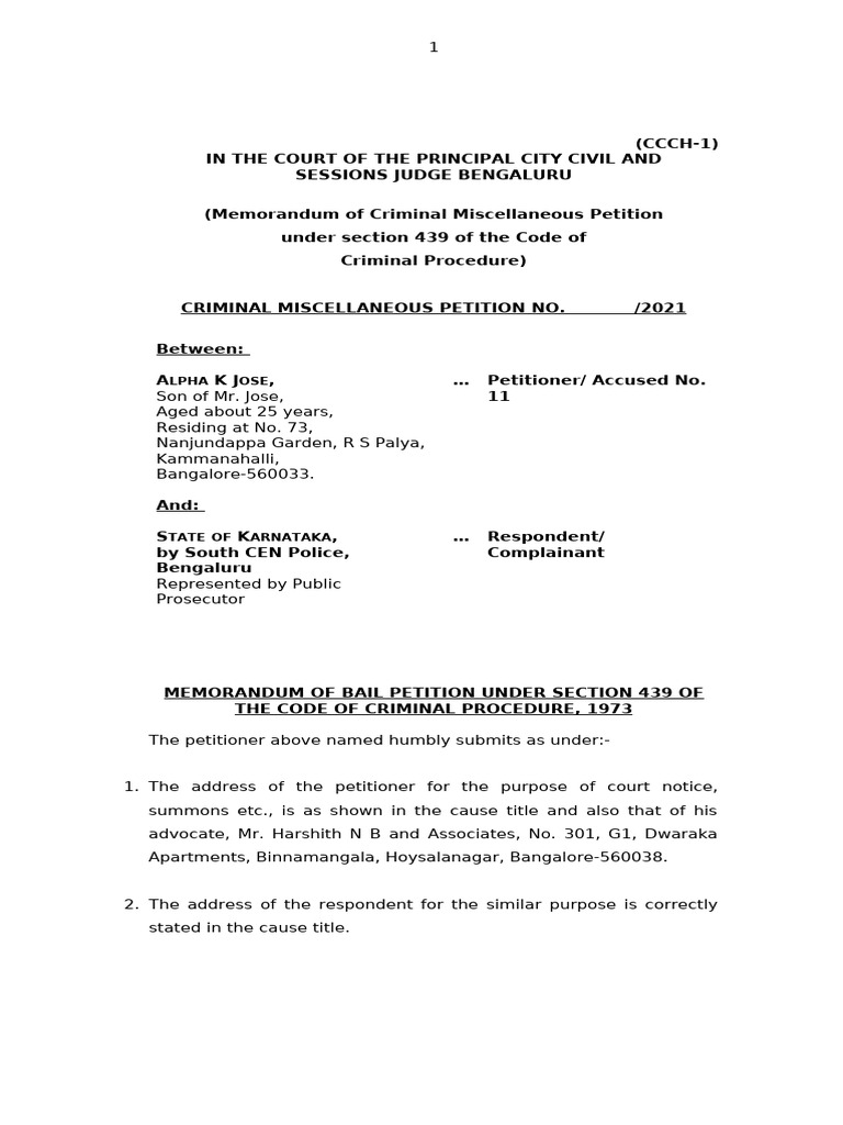 Bail Application Alpha Draft | PDF | Bail | Crimes