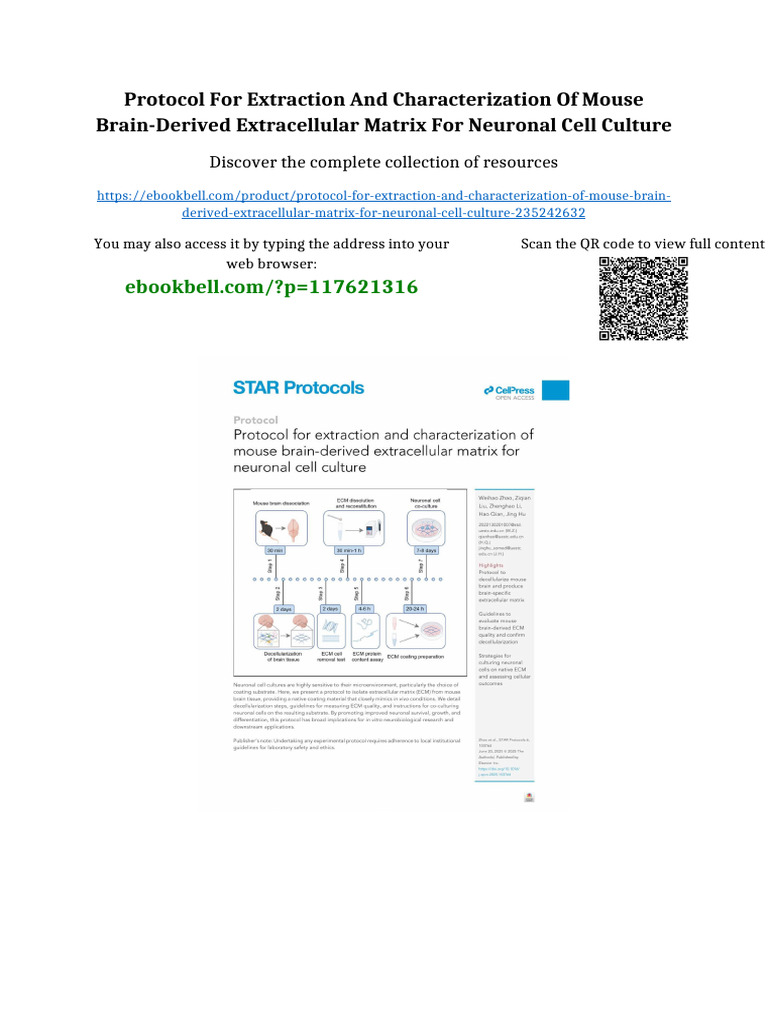 Protocol For Extraction and Characterization of Mouse Brain-Derived ...