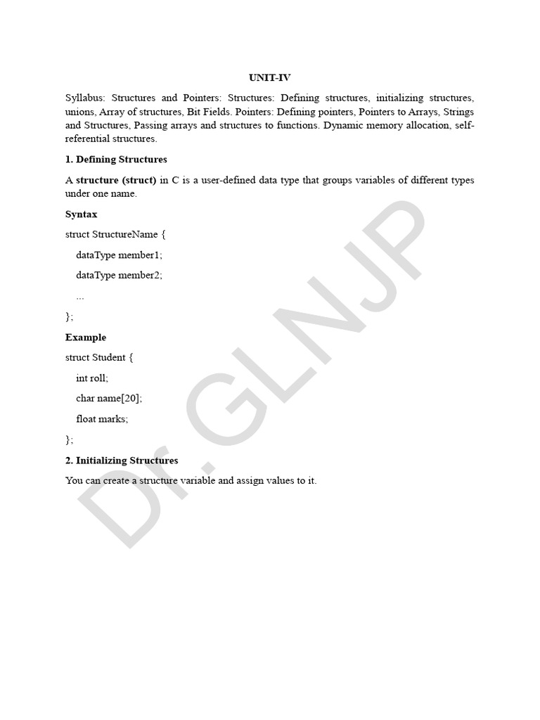 Unit-Iv PPS | PDF | Pointer (Computer Programming) | Integer (Computer ...