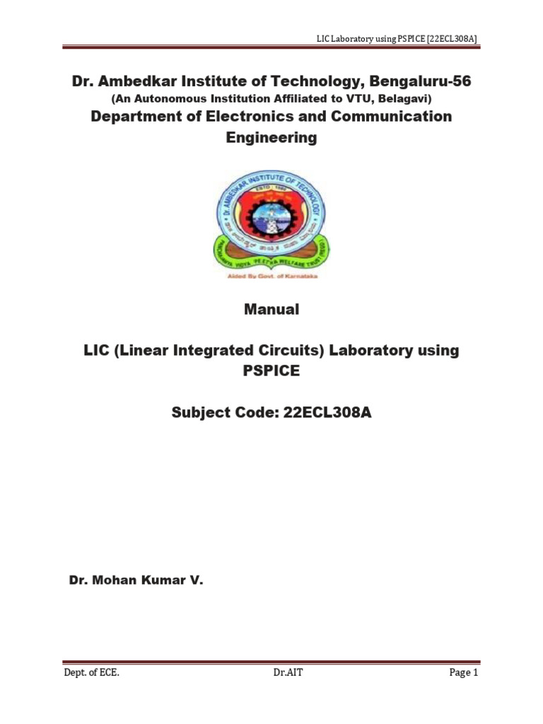 22ECL308A Lab Manual 2025-26 | PDF | Operational Amplifier | Amplifier