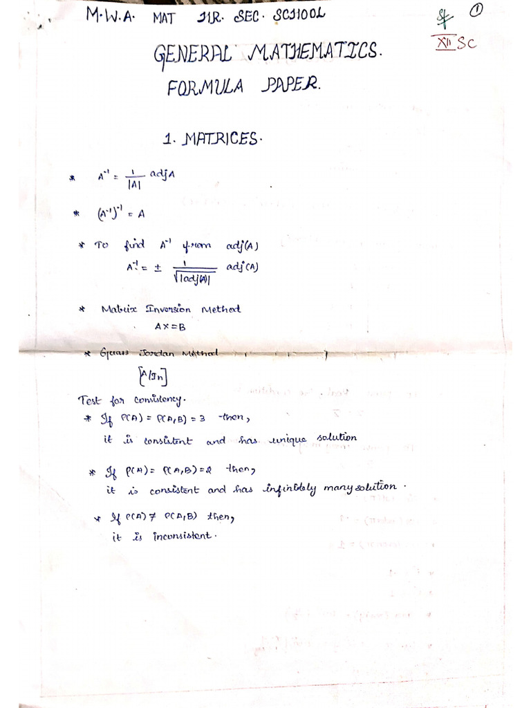 Math Formula Sheet | PDF