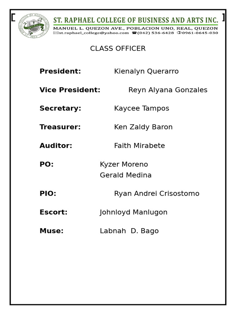 Class Officer | PDF