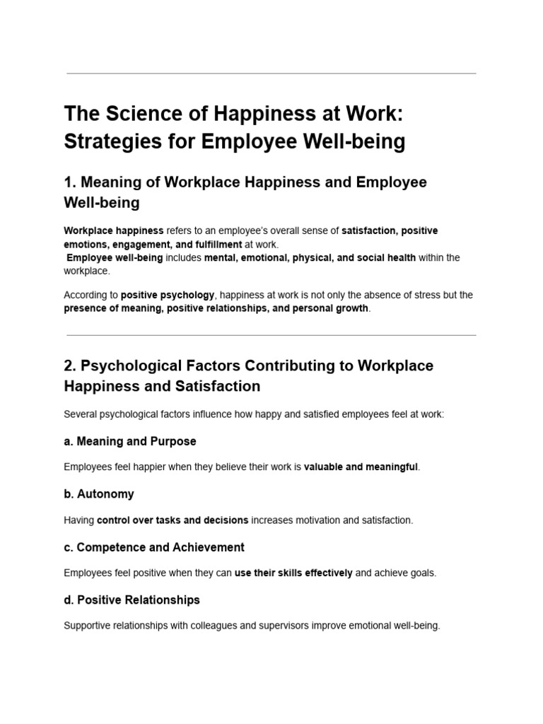 The Science of Happiness at Work- Strategies for Employee Well-being ...