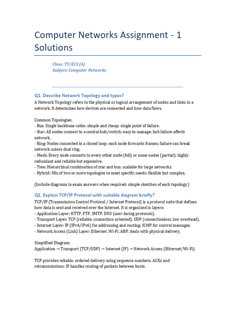 CN Assignment 1 Complete | PDF | Transmission Control Protocol | Osi Model